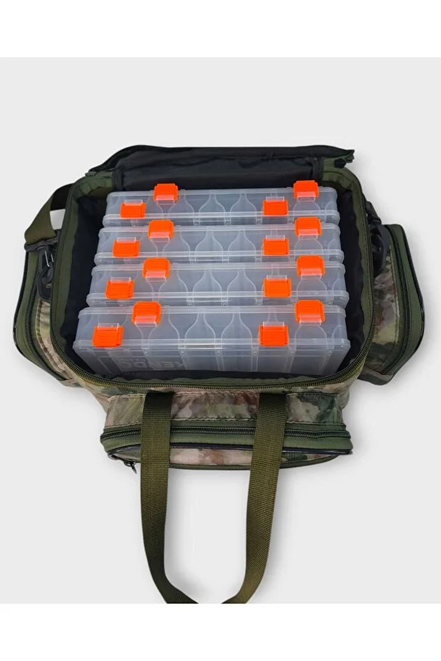 5 Gözlü Kamuflaj Balıkçı Olta ve Piknik Çantası Suya Dayanıklı Omuz Askılı Çanta